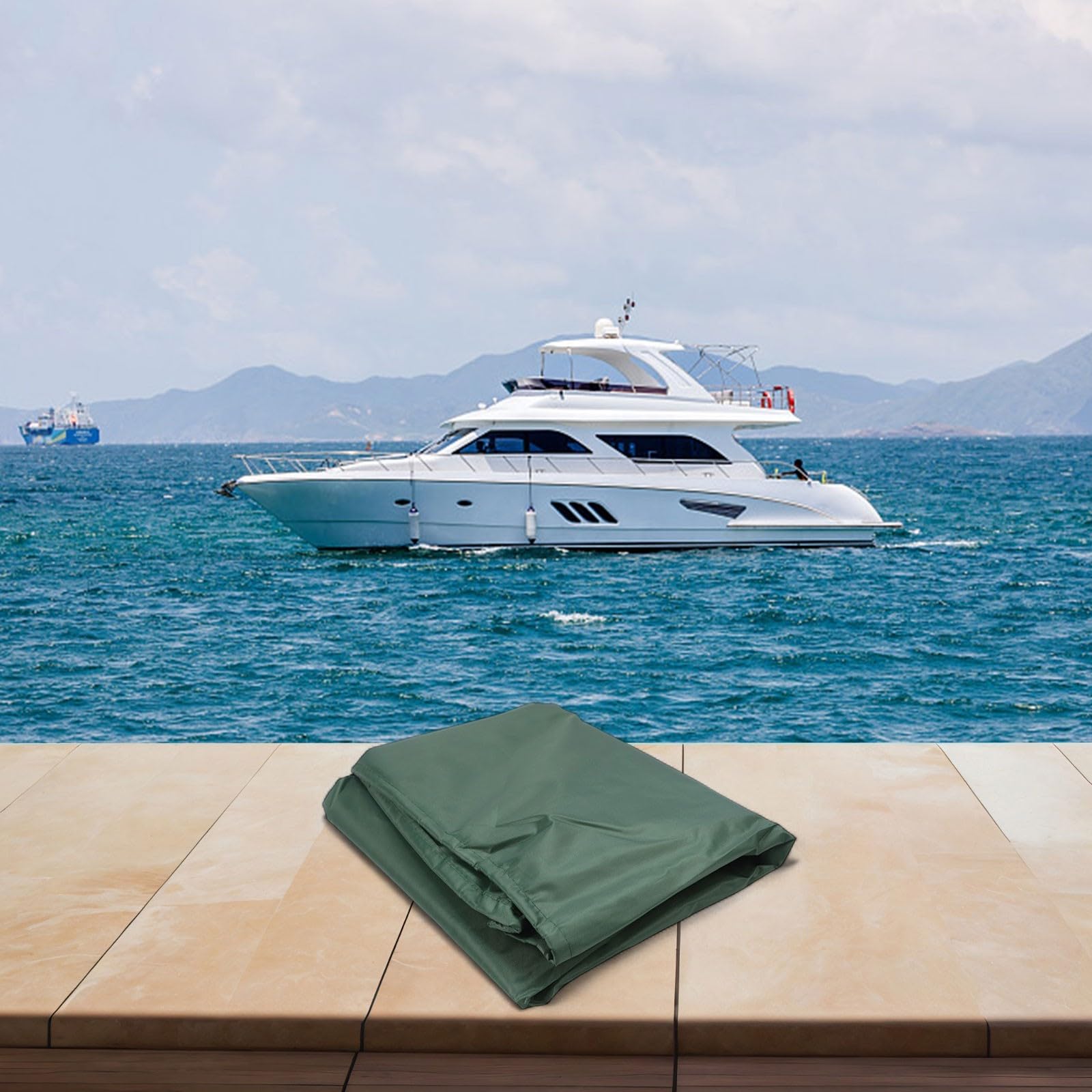 Funda para asientos de barco marino con cordón elástico, protección impermeable y a prueba de polvo para asientos de lancha rápida, tela Oxford 210D (verde)