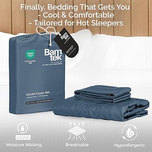 Miniatura 3 de Juego de funda de edredón - Funda de edredón 100% viscosa derivada de bambú, tamaño Queen, 3 piezas de funda de edredón refrescante de lujo para