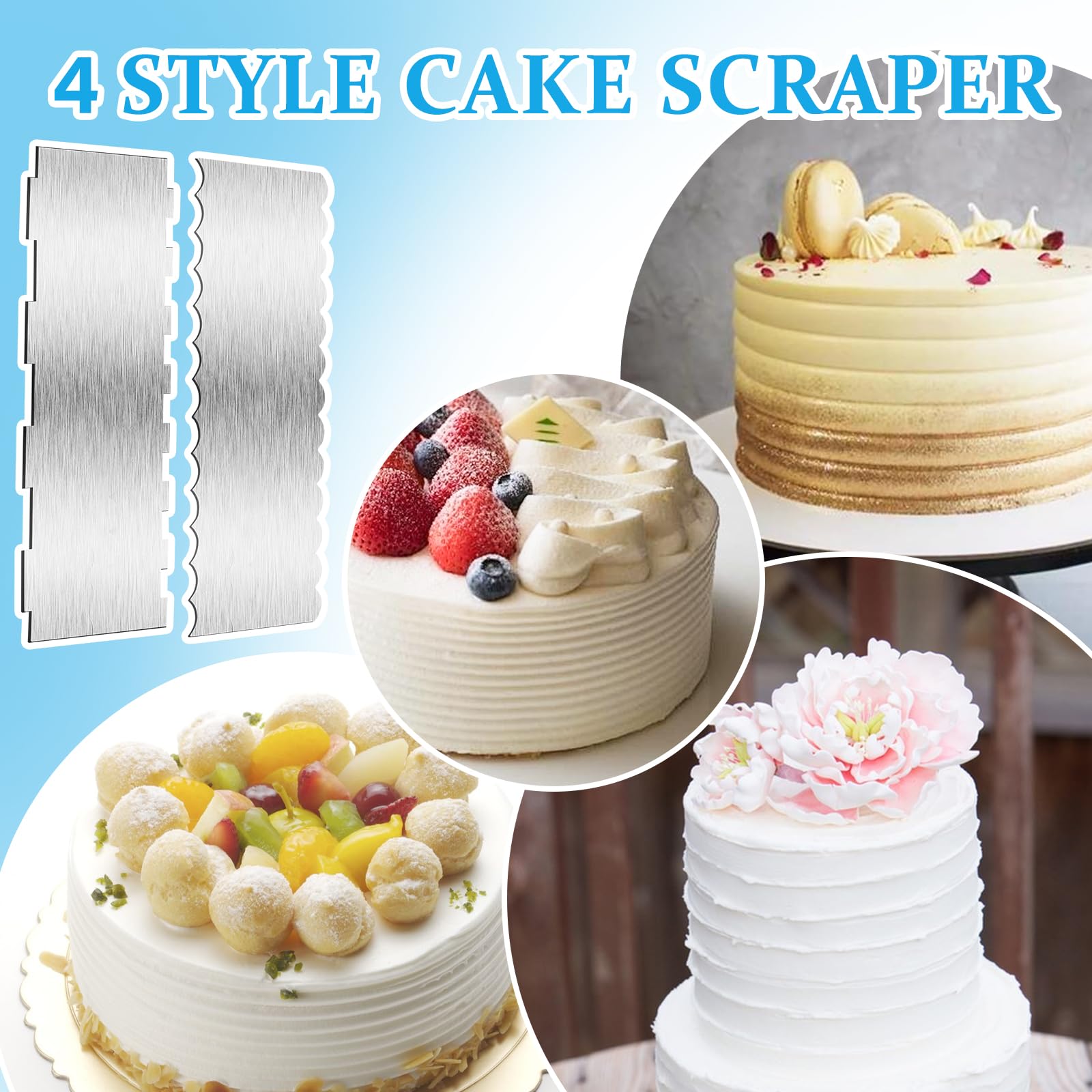 Lisseur à Gâteau En Acier Inoxydable TNSLAND - Spatule Pour Glaçage Et Décoration