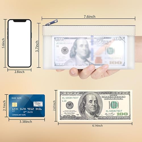Miniatura 3 de 4 bolsas de dinero con cremallera, sobres de efectivo, bolsa de dinero de 7.6 x 3.7 pulgadas, bolsas de depósito bancario transparentes, bolsa