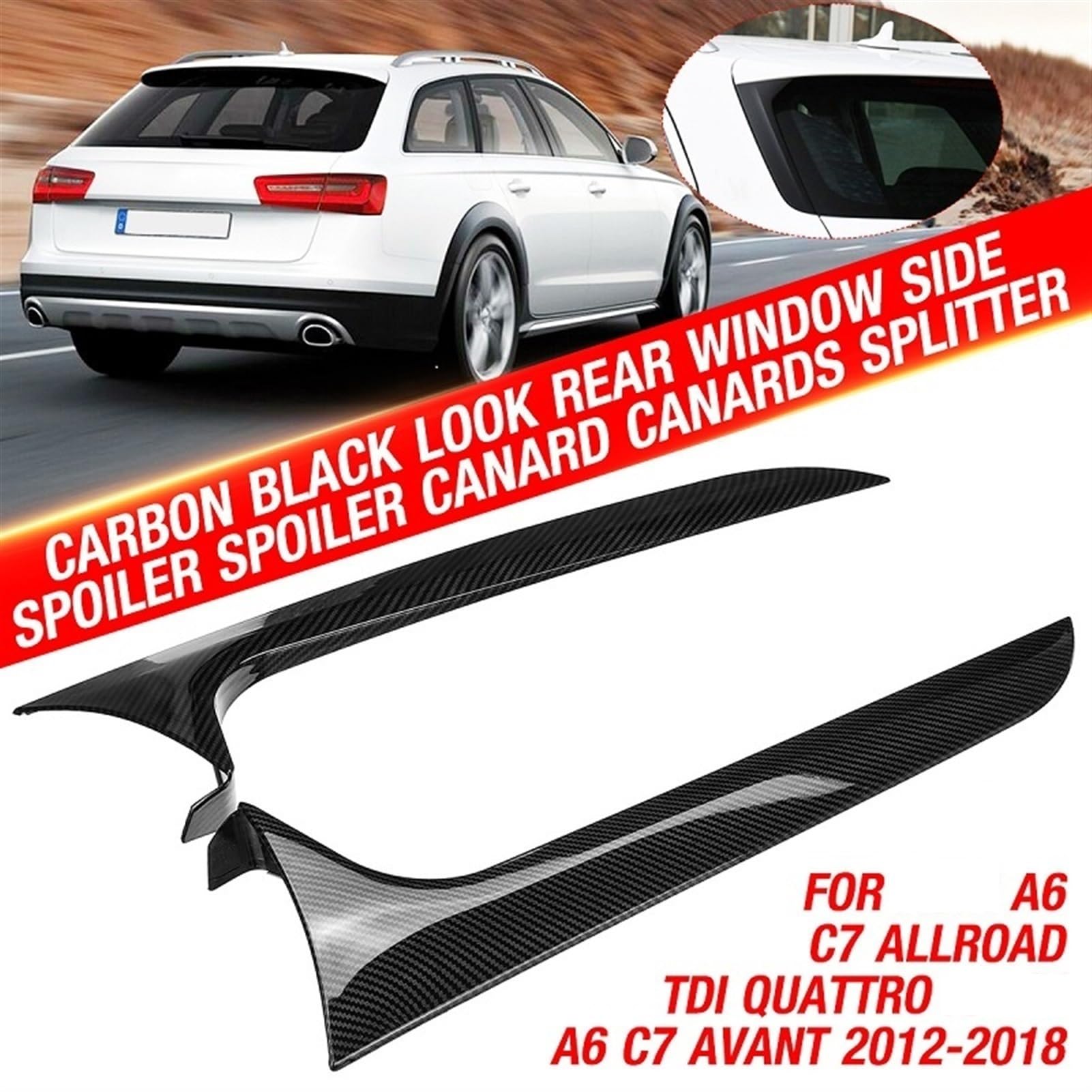Para tylnego okna boczny spoiler Canard Canards Splitter, dla A6