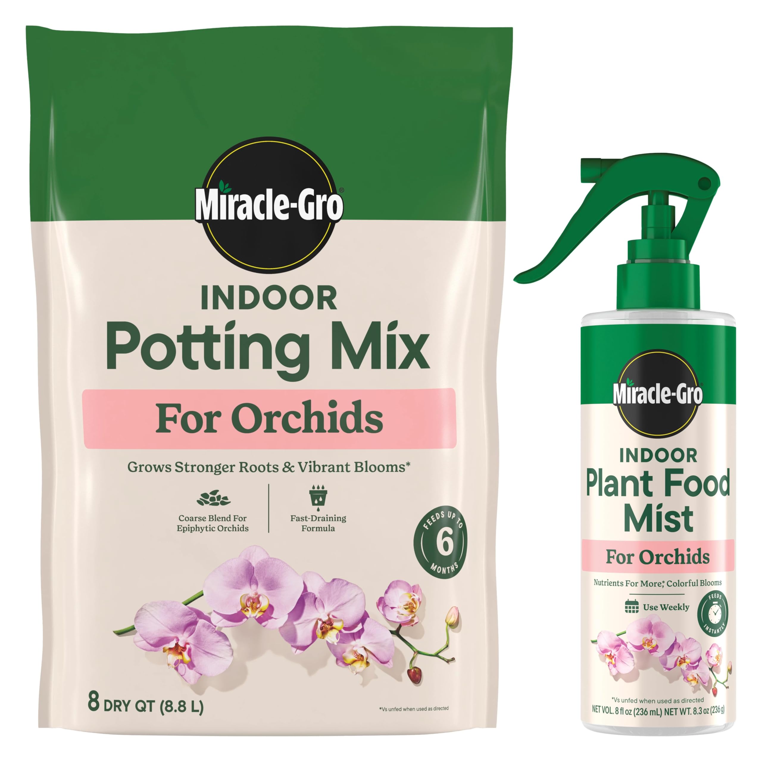 Miracle-Gro Indoor Potting Mix for Orchids and Plant Food Mist Bundle
