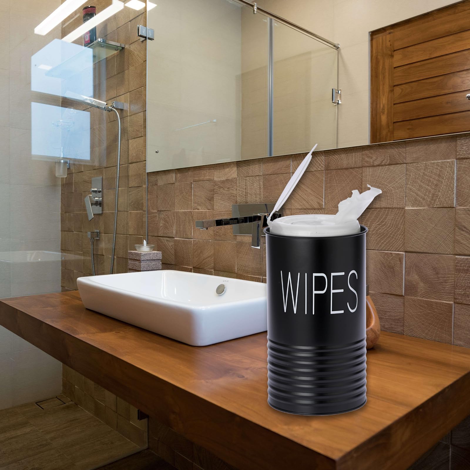 Kokone Dispensador de toallitas de granja con acabado mate, compatible con Clorox Lysol, resistente soporte de toallitas de hierro galvanizado para cocina, baño, oficina, mesa escolar, color negro