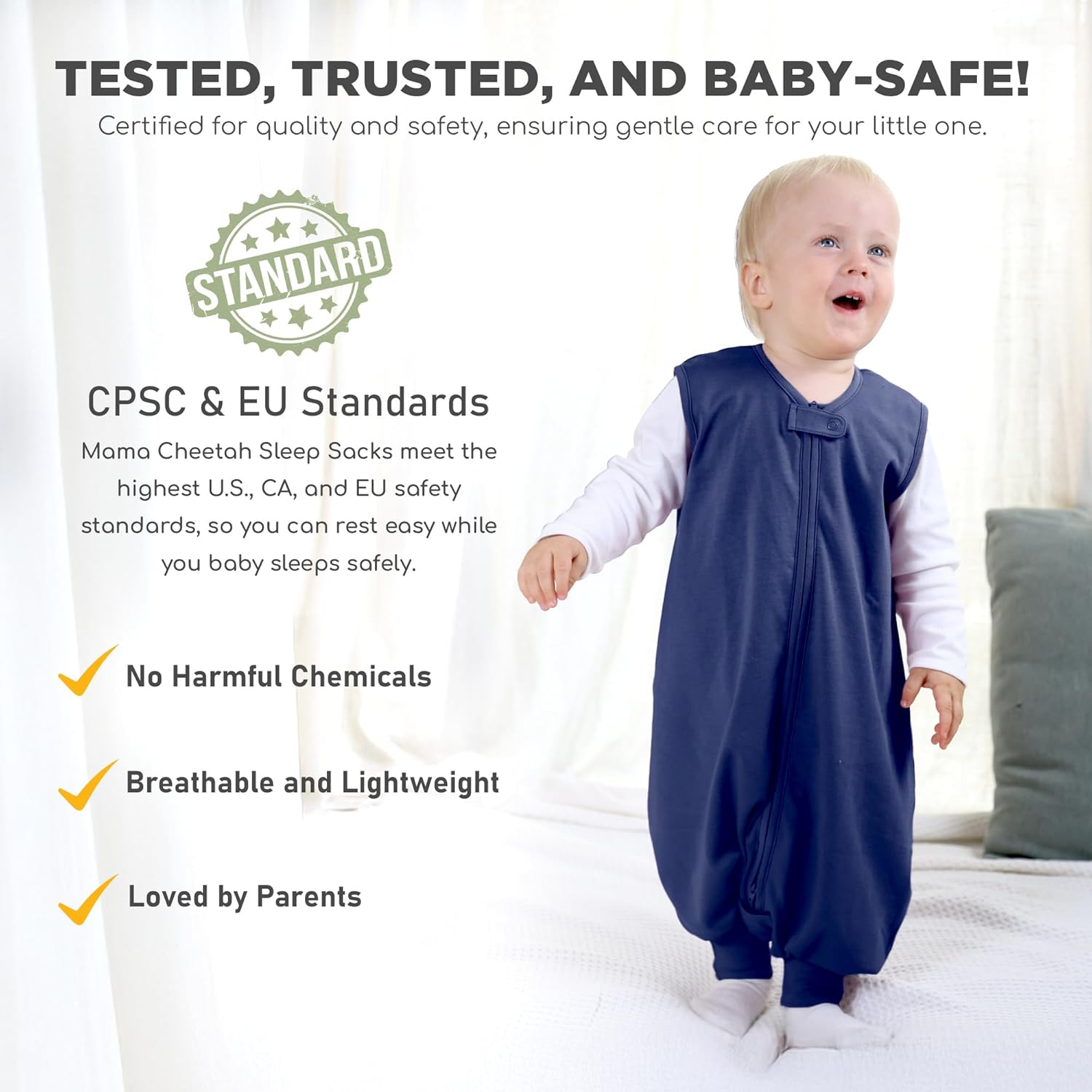 Toddler Sleep Sack with Feet, 0.5 TOG Organic Cotton Baby Sleeping Bag with Legs, Baby Wearable Blankets for Walkers w/ 2-Way Zipper, Baby Sleep Sack for Girls & Boys, Early Walker 18-36 Month - Image 6