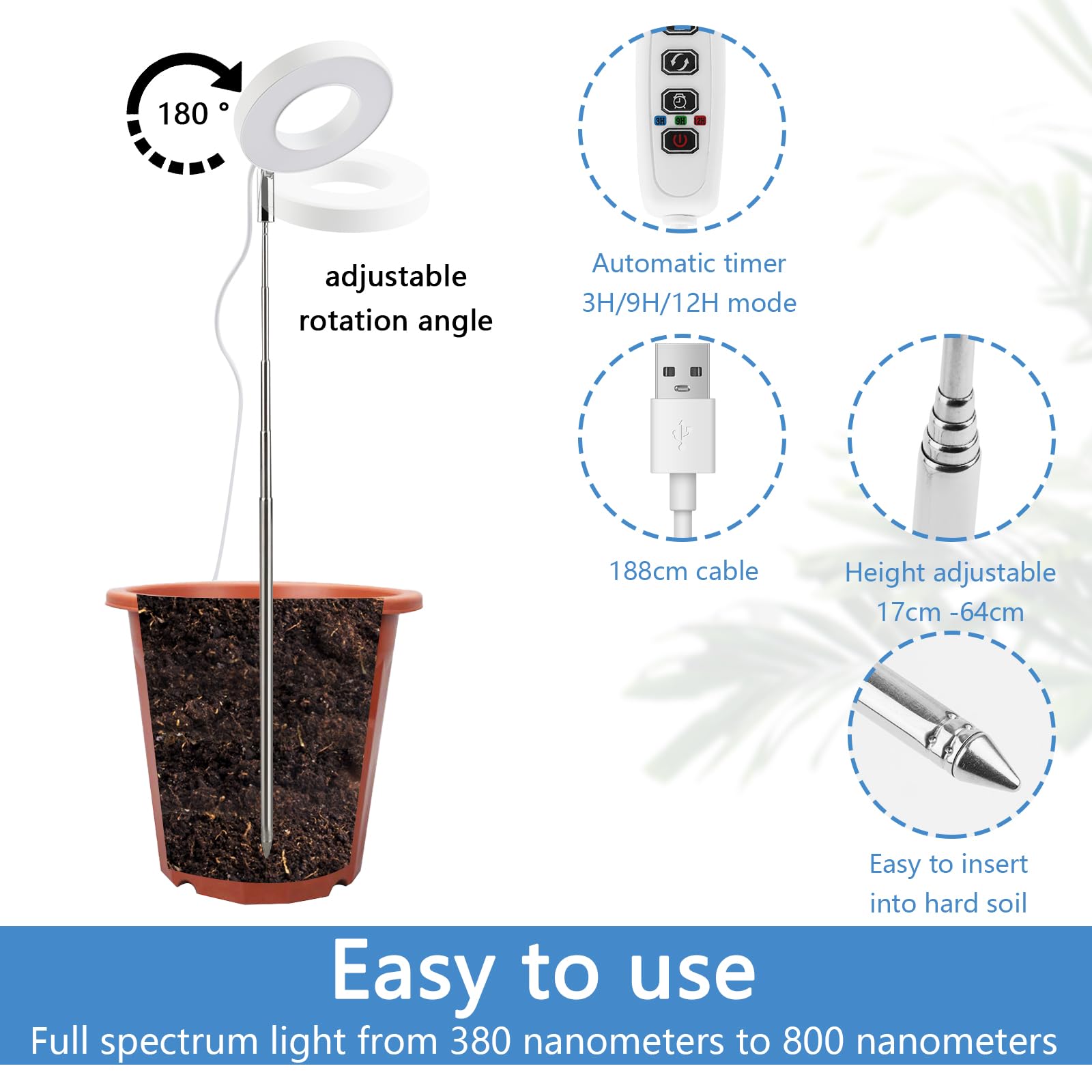 Lampada Per Piante Con 48 LED - Spettro Completo, Timer E Altezza Regolabile - Foto 12