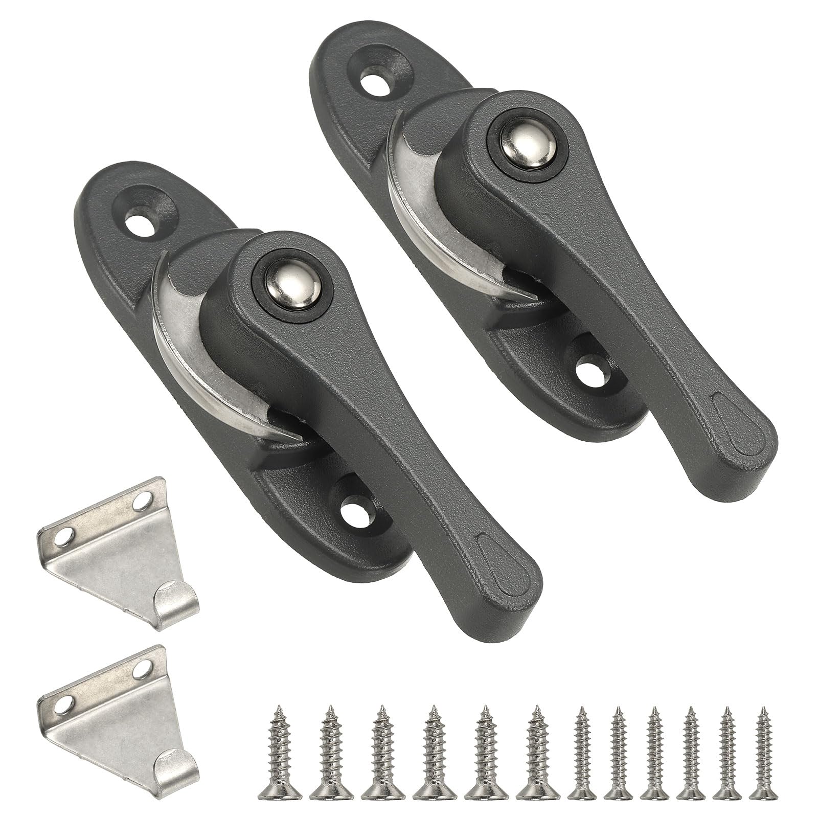 PATIKIL Window Sash Locks 3 x 0.9", 2Pcs Sliding Cam Action Sash Locks and Keeper Replacement for Bedrooms Bathrooms Vertical and Horizontal Sliding Windows, Gray