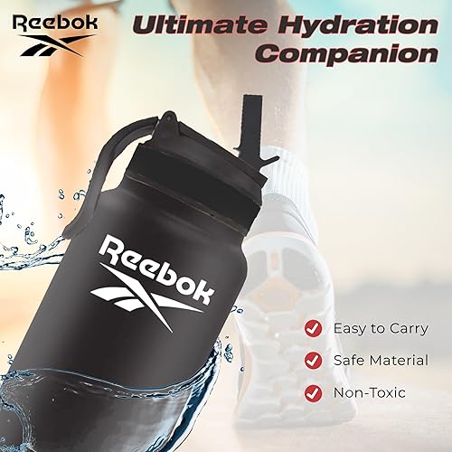 Miniatura 2 de Reebok Lifestyle - Botella de agua de acero inoxidable  Botella de agua aislada de 32 onzas con popote  Botella de agua deportiva aislada al vacío