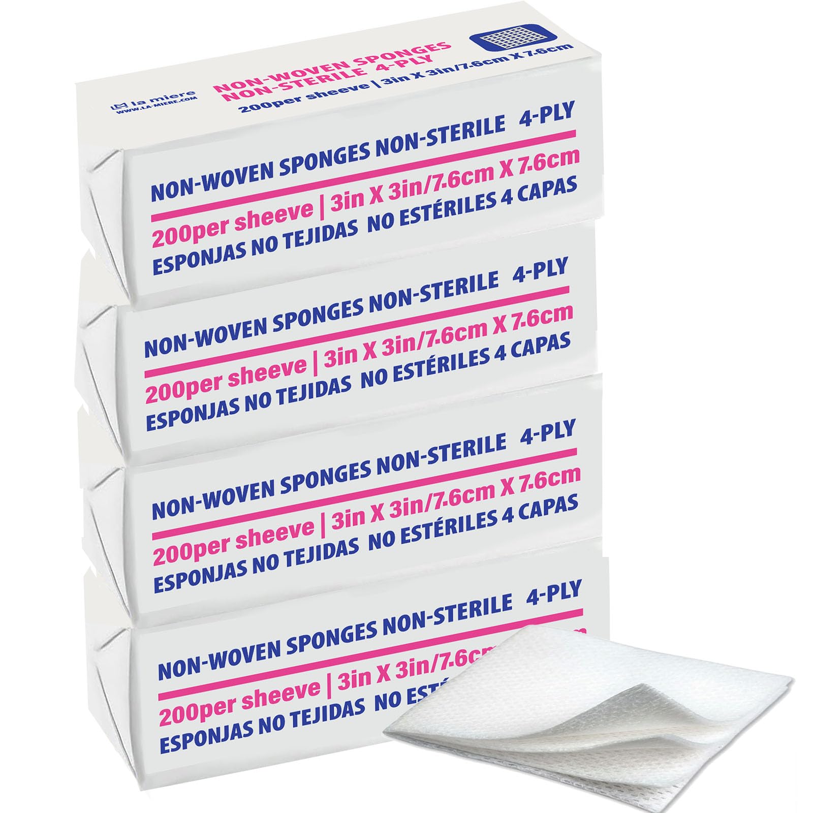 4"x4" 200 Pack Non-Woven Sponges 4-Ply Medical Sponges Non-Sterile — Amazon image 8