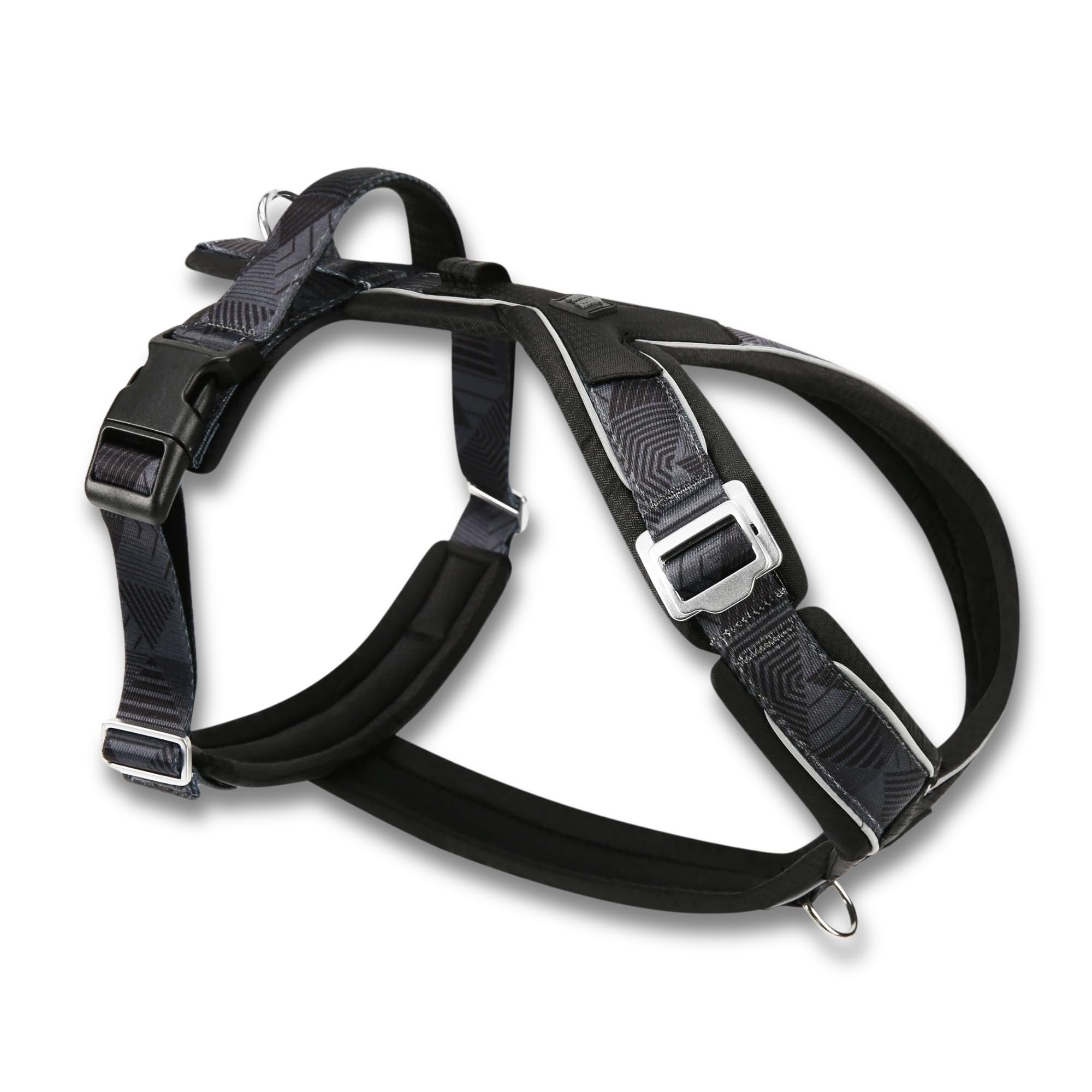 Twiggy Tags Apex Lightweight Harness | Adjustable, Reflective Dog Harness | Dual lead attachment|Stain & Water Repellent |Suitable For All Dog Breeds |Onyx Black | XXL