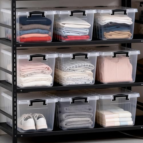 Miniatura 6 de Citylife Contenedores de almacenamiento de plástico transparente de 22 QT con tapas, contenedores de almacenamiento apilables y anidables con tapas,