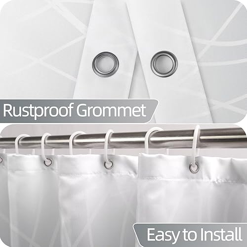 Miniatura 157 de Cortina de ducha pequeña a rayas gris claro degradado para baño, 36 x 72 pulgadas, juego de cortina de ducha geométrica para cabina de RV con Gris