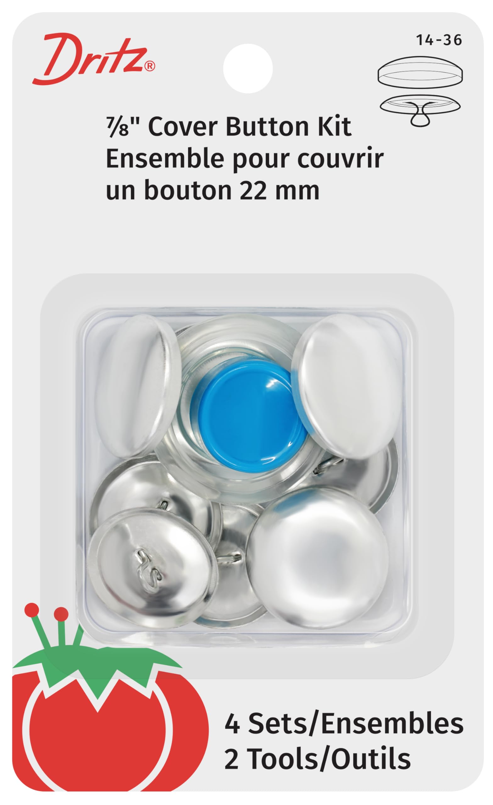 Dritz Button Kit, Aluminum, Nickel, Size 36-7/8-Inch, Size 36 - 7/8-Inch