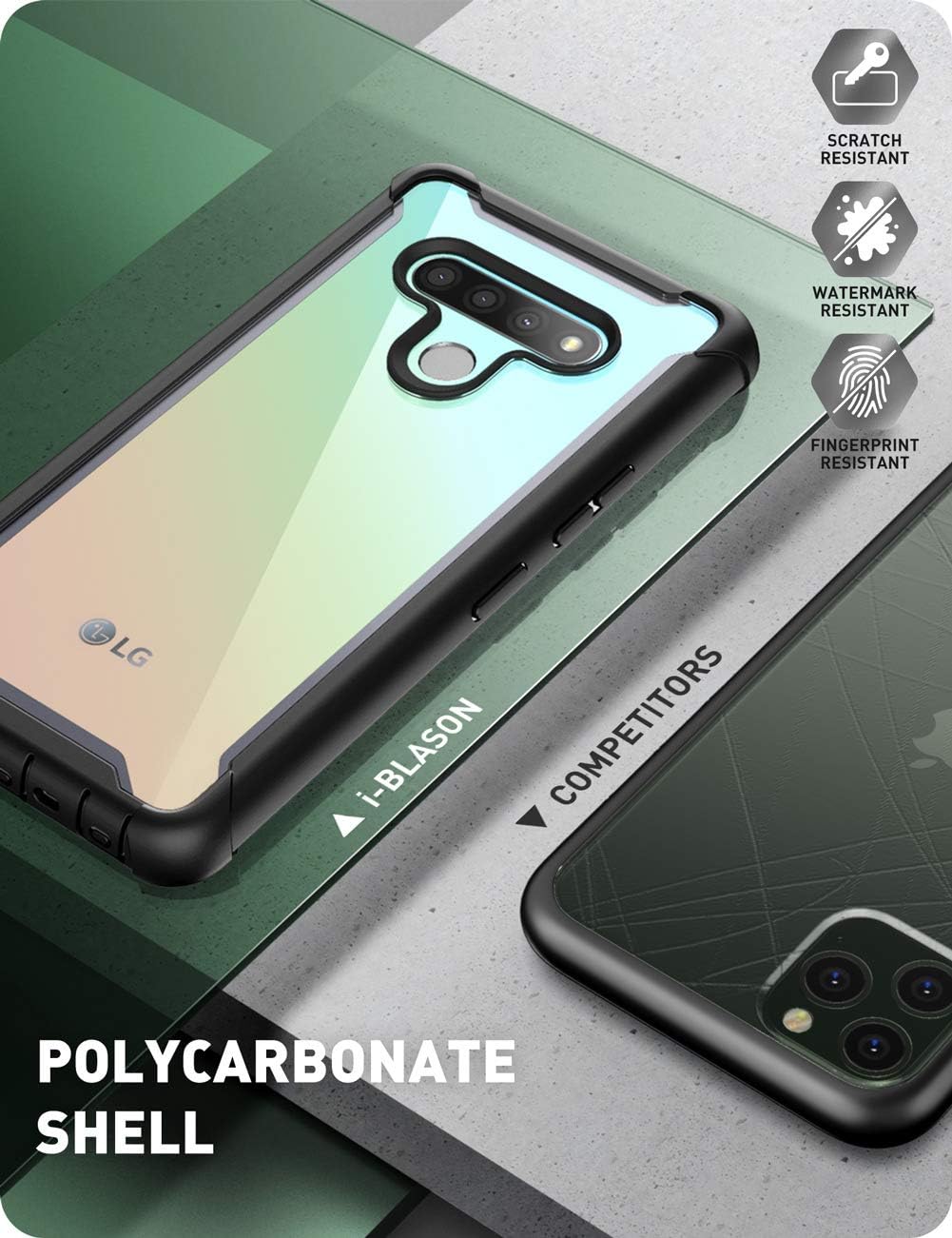 i-Blason Ares Clear Case for LG Stylo 6, Full-Body Rugged Clear Bumper Case with Built-in Screen Protector (Black)