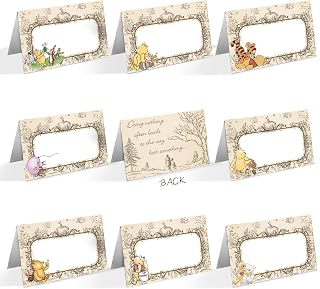 16 Pcs Classic Winnie Pooh Food Labels Food Signs, Food Tent Cards Party Supplies, Vintage Winnie Bear Baby Shower Decorations Party Decoration, Winnie Party Favors Centerpieces for Tables