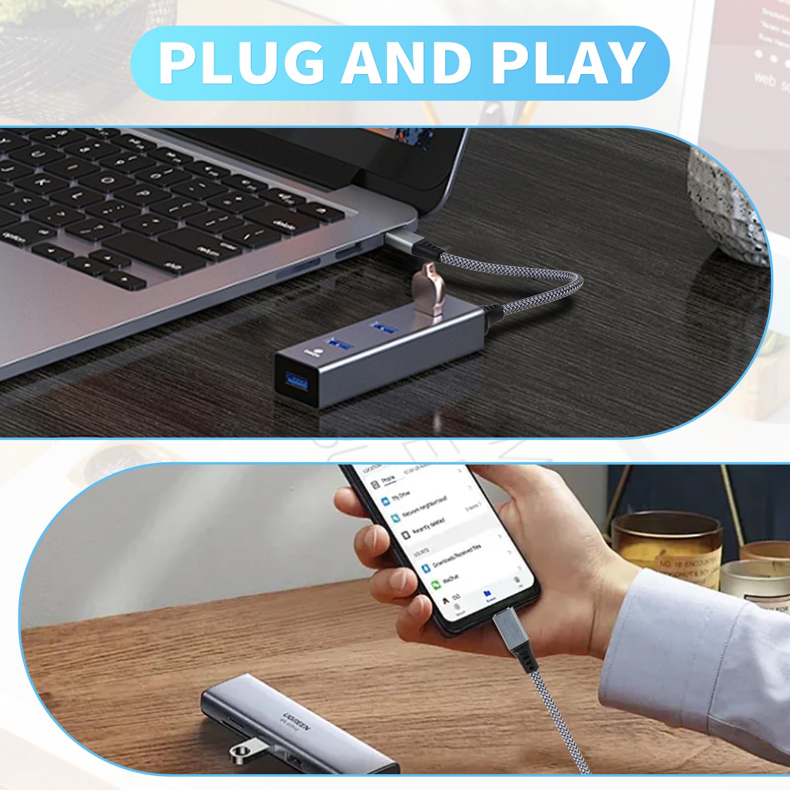 Adattatore USB C a USB 3.0 [2 Pezzi] - Cavo OTG Tipo C Maschio a Femmina Compatibile Con Galaxy S24, iPhone 16 Pro/15 Pro Max, iPad Pro, Huawei P30, Google Pixel 3XL