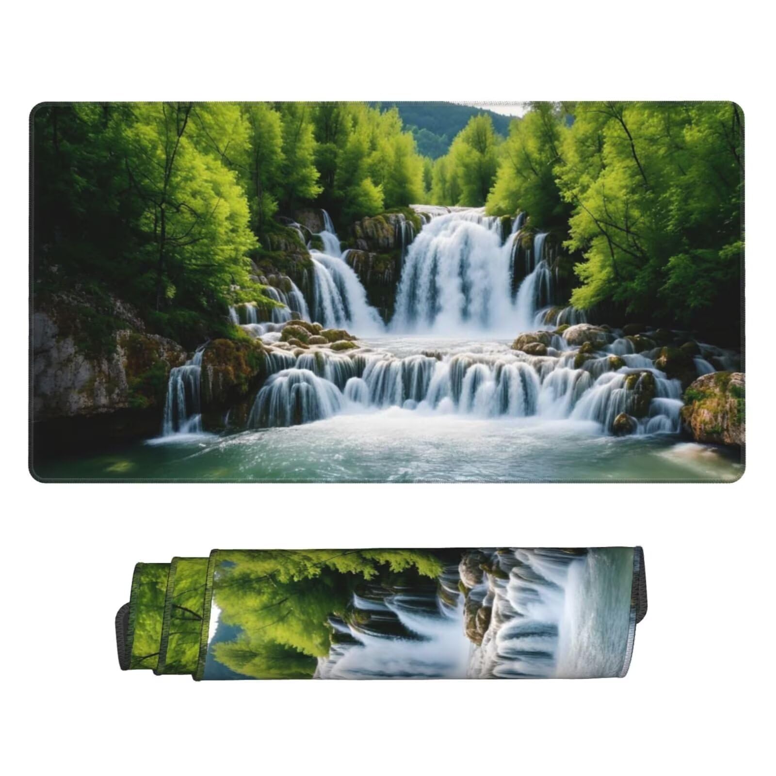 Podkładka pod mysz XXL 1200 x 600 mm, jesienna podkładka pod mysz leśna podkładka pod mysz 120 x 60 cm, wodoodporna antypoślizgowa podkładka pod mysz na biurko ze zszytymi krawędziami, podkładka pod