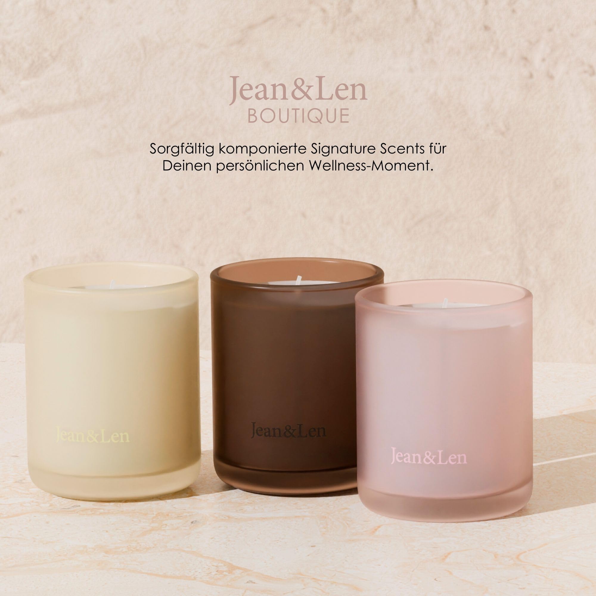 Jean & Len Aromatic Therapy Peony & Lychee, naturalna świeca z wosku sojowego, delikatny zapach kwiatowy, czas palenia 4 godziny, świeca zapachowa w szkle, 120 g