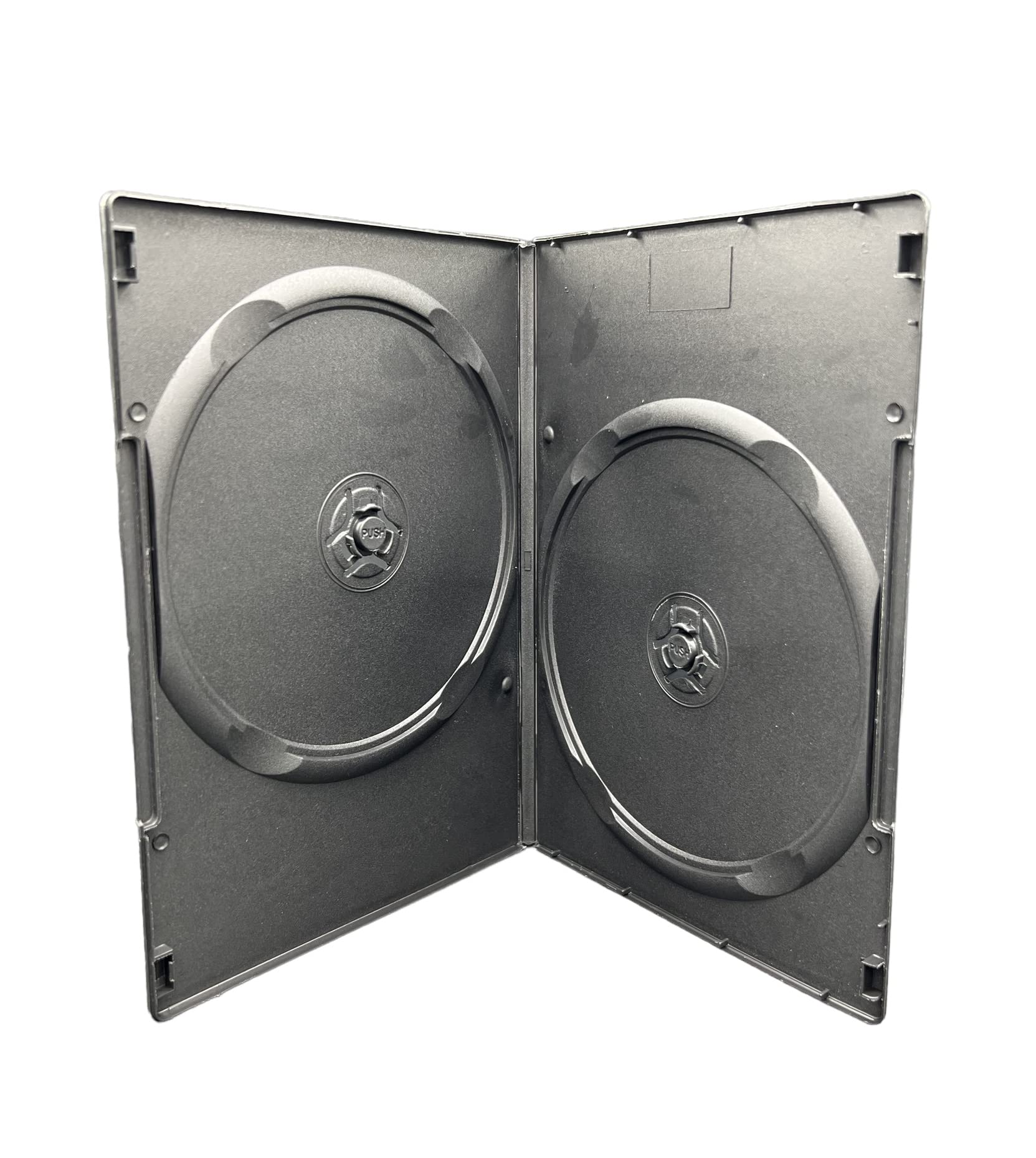 Dragon Trading®, confezione da 50 custodie doppie per 2 DVD, CD, Blu-ray, di colore nero, con dorso da 7 mm