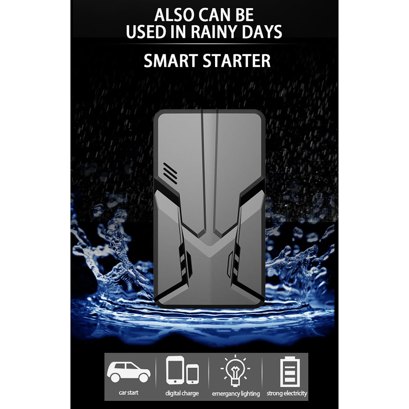 Arrancador de Batería de Coche, Potenciador de Arranque de Emergencia, Caja de Salto Automático de 12V con Luz LED y Clip Inteligente, Potenciador de Batería Portátil
