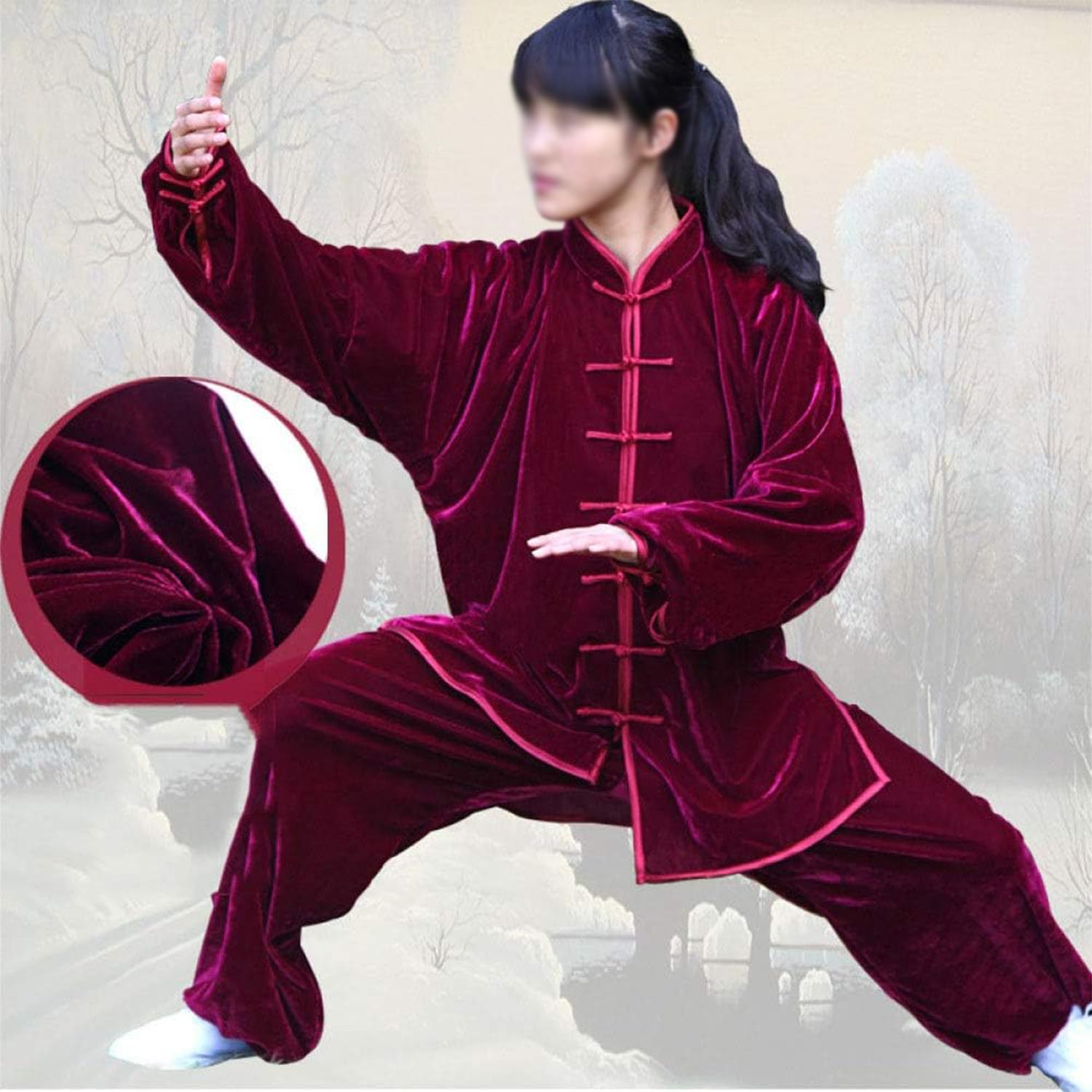 IQOAIJ Uniforme de Tai Chi para mujer, trajes tradicionales chinos de Tai Chi, ropa de artes marciales, ropa de Kung para ejercicios matutinos de manga larga
