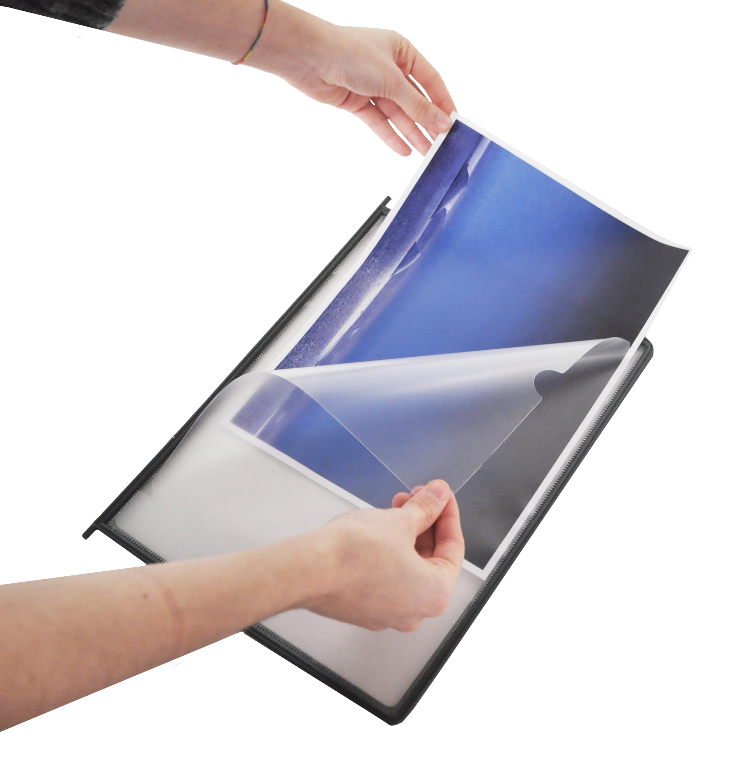 DESQ® Set di 10 pannelli di visualizzazione da tavolo, con base in metallo, formato A4, espandibile dopo 20 o 30, opaco antiriflesso