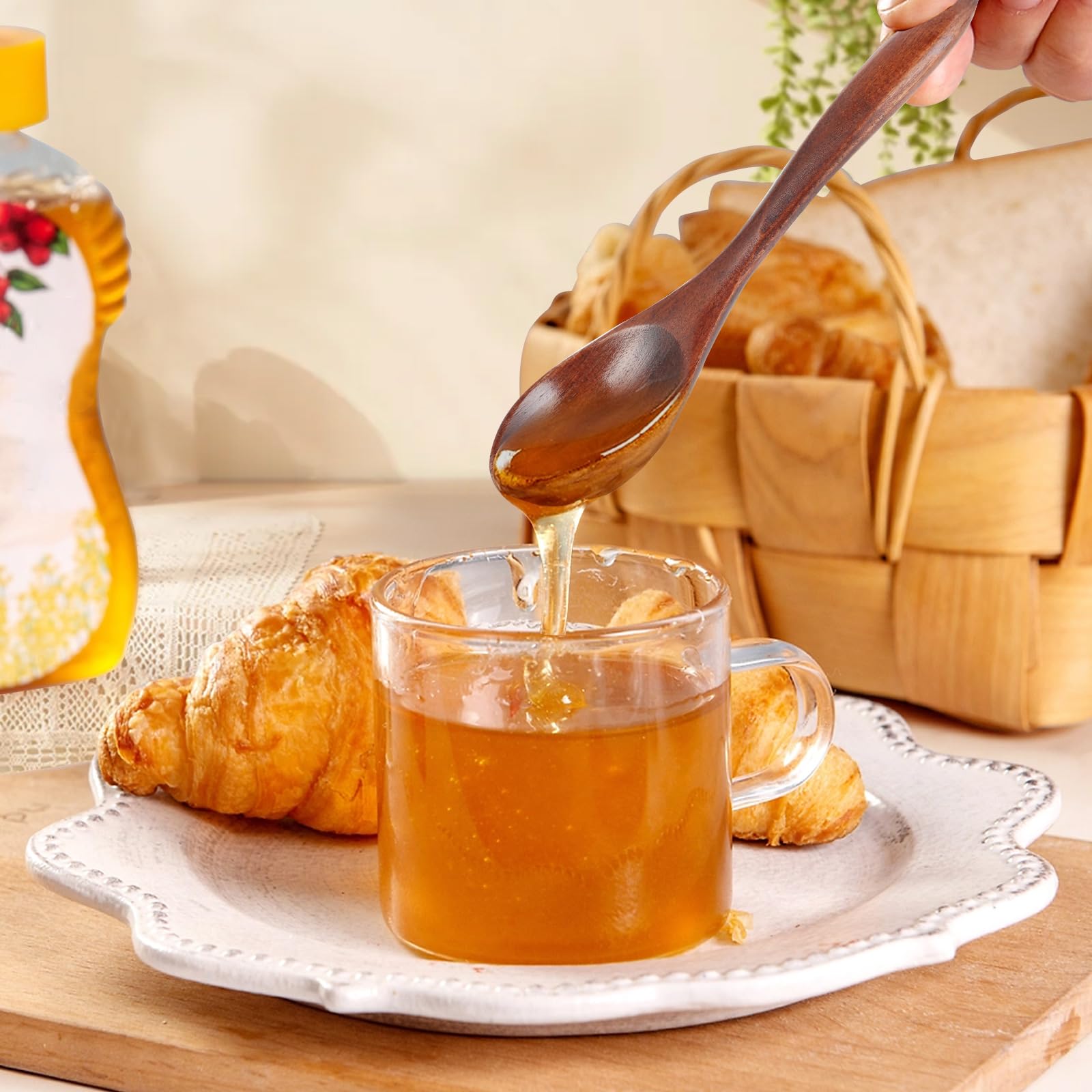 5 Cucchiaini In Legno Per Miele - 14.5 Cm, Fatto A Mano, Per Tè, Caffè, Marmellata, Accessori Cucina - Foto 9