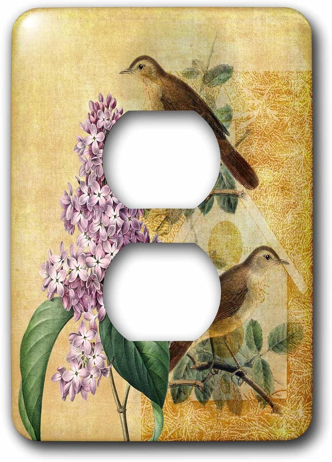 3dRose lsp_123519_2 Lilac Flowers and Birds Vintage - Double Toggle Switch