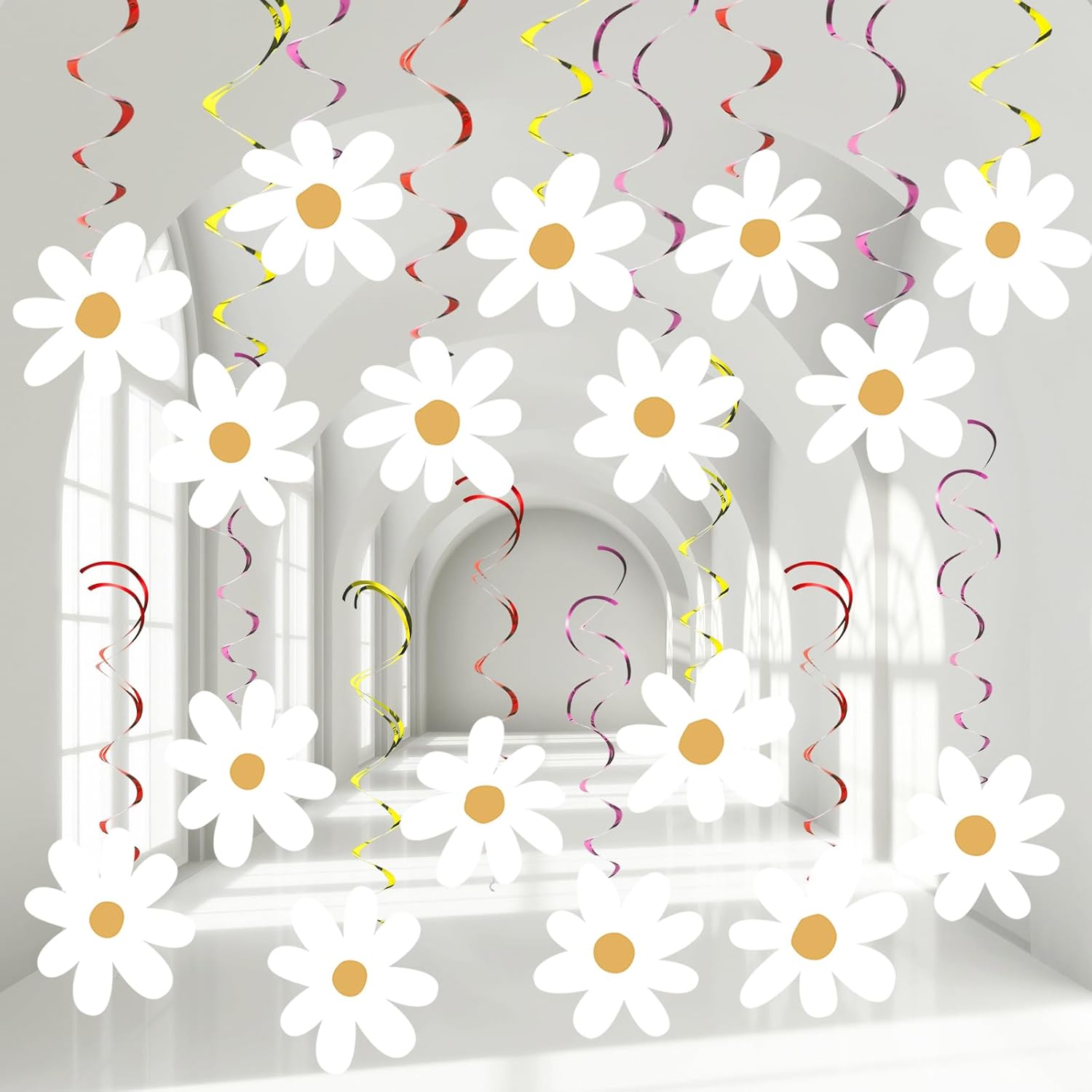 Amazon.com: Lincia 72 Pcs Daisy Flower Hanging Swirls Colorful Daisy ...