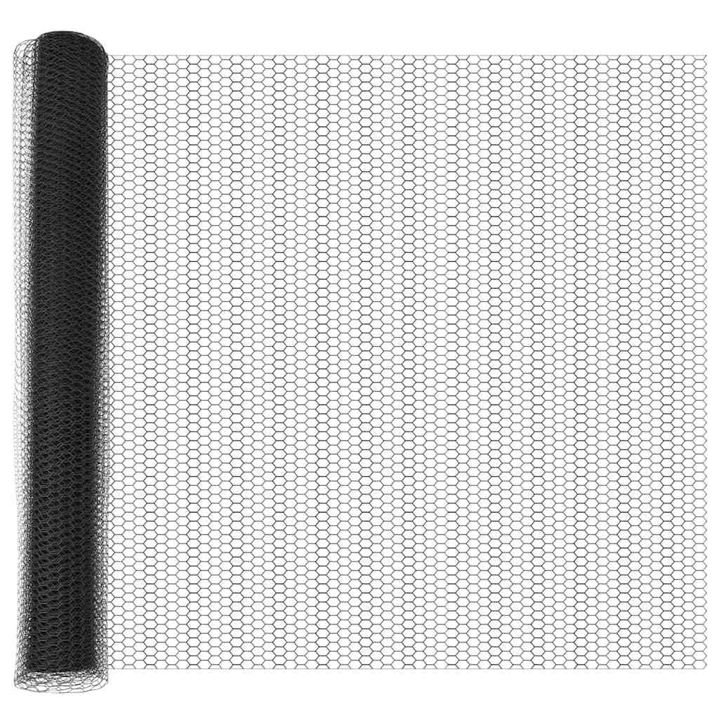 Outdoor Fence Post Grey 25 x 1.4 m 13 mm Mesh Steel and PVC Garden Security Barrier Set for Pet Enclosure Terrace Fencing with Corrosion Resistant Finish