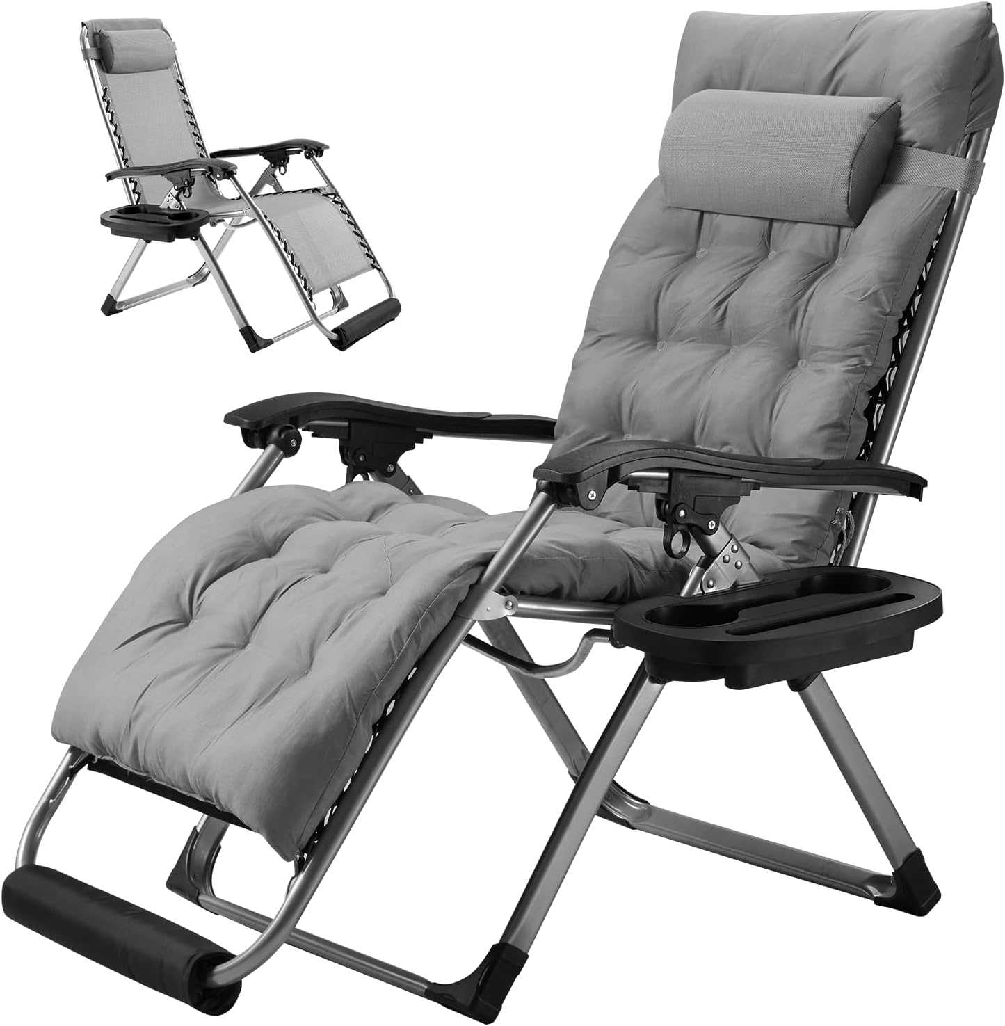Zero Gravity Chair, Patio Lawn Chairs with Adjustable Headrest and Cup Holder Trays Reclining Chair Set of 2 for Camping Backyard Beach, Blue : Everything Else