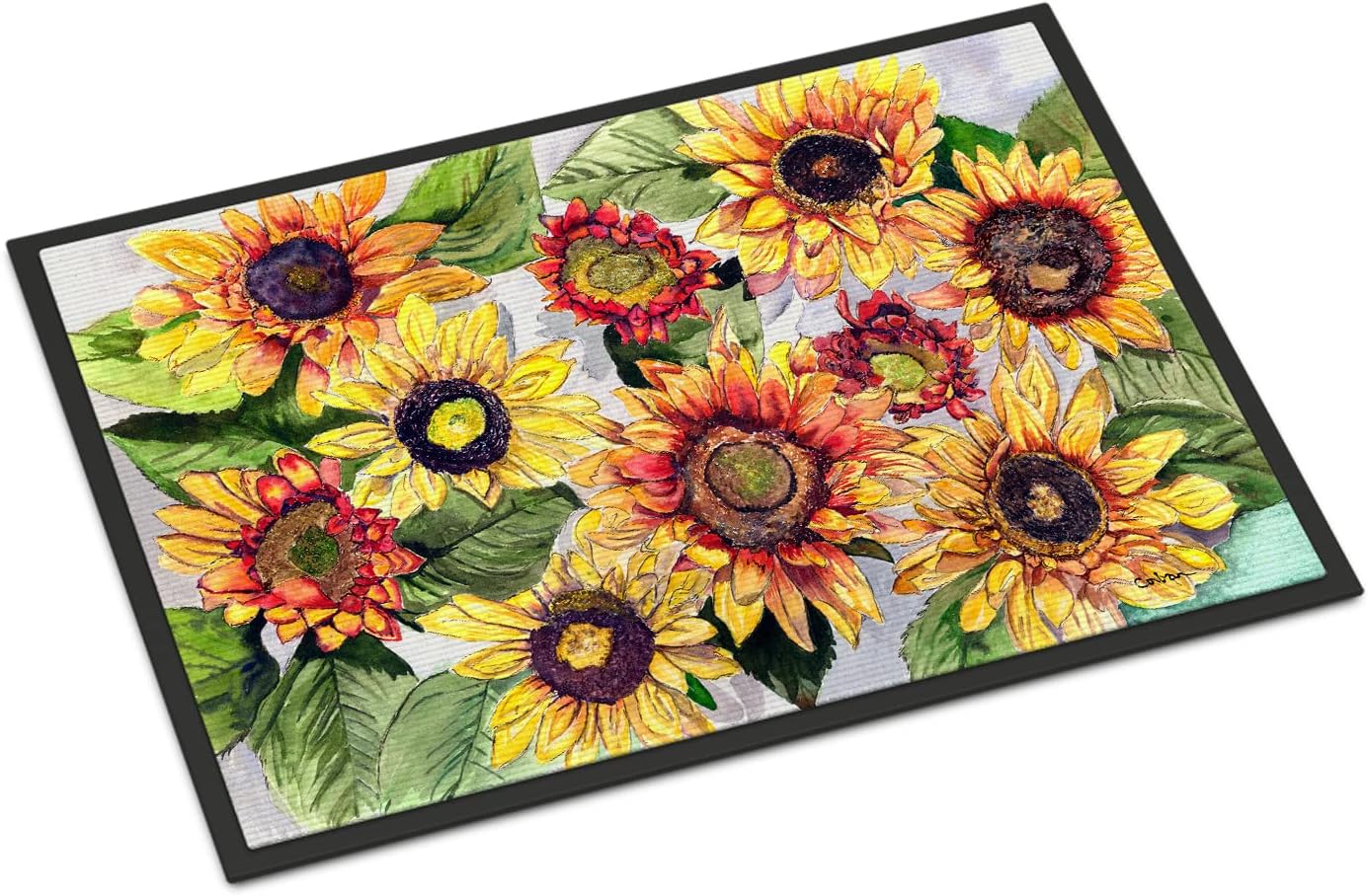 Caroline's Treasures 8766JMAT Sunflowers Doormat 24x36 Front Door Mat Indoor Outdoor Rugs for Entryway, Non Slip Washable Low Pile, 24H X 36W