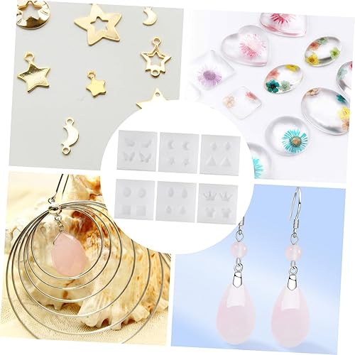 Miniatura 7 de TEHAUX 6 moldes de resina para aretes, mini aretes de oreja epoxi, aretes de luna de silicona, aretes de cristal, molde de resina, molde de joyería,