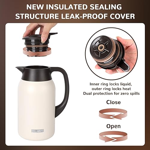 Miniatura 6 de Jarra de café de 68 onzas para mantener el calor, bebidas calientes de 12 horas y bebidas frías las 24 horas, olla aislada de acero inoxidable con