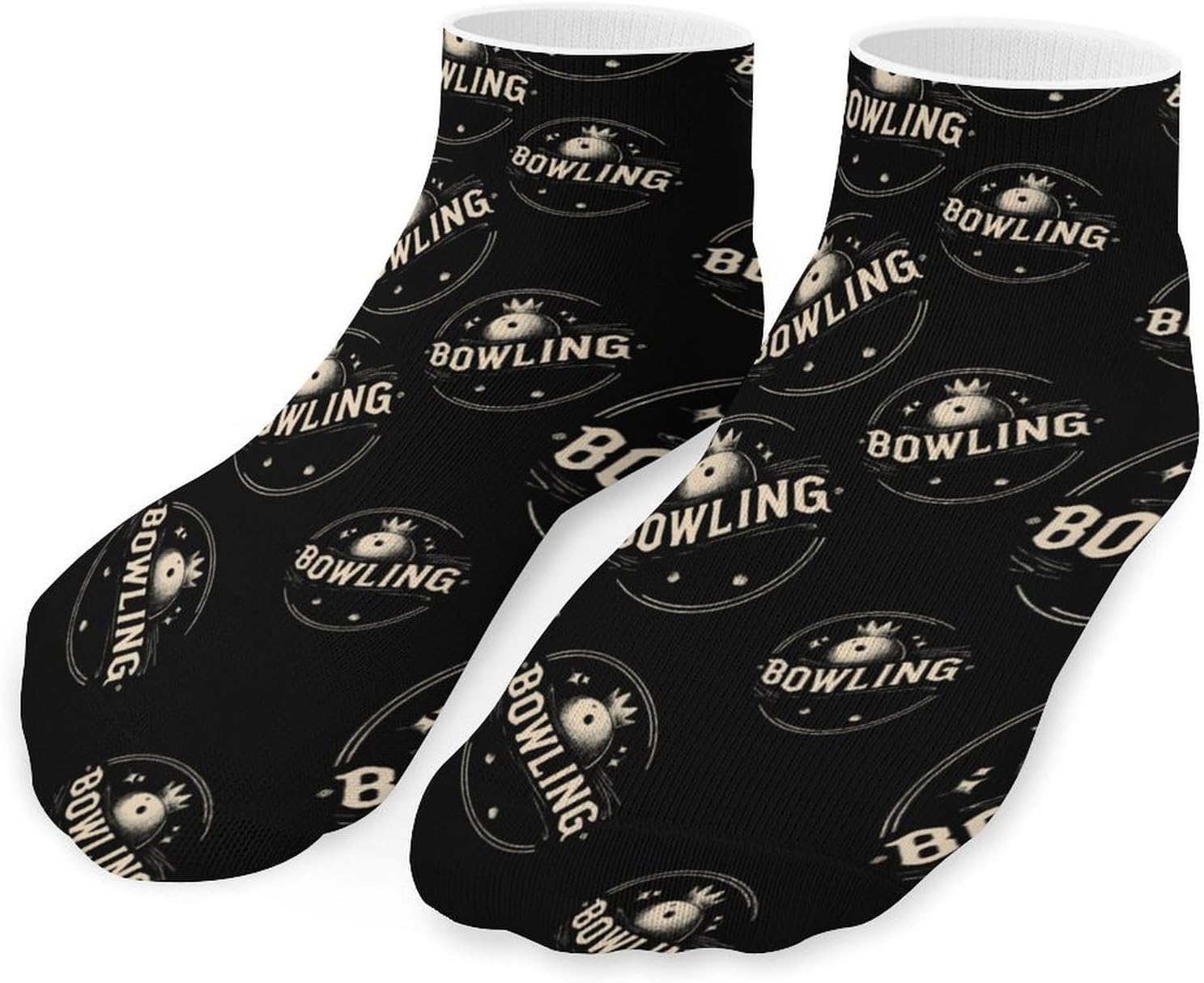 Bowling Bowler No Show Ankle Socks Low Cut Non Slip Flat Boat Line 5 Pairs Set