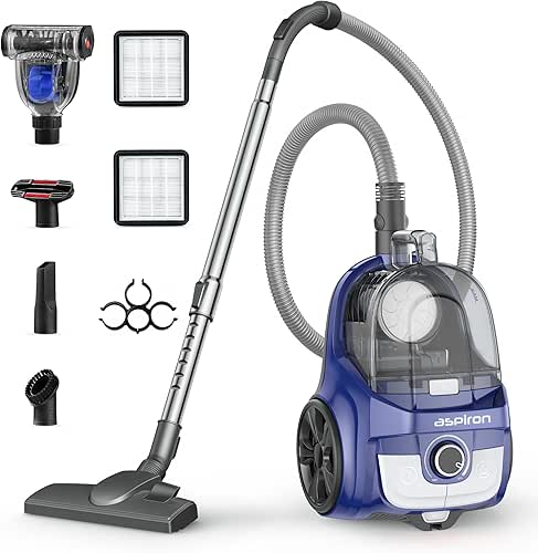 Aspiron Canister Vacuum, Upgraded 1600W Bagless Canister Vacuum Cleaner, Auto