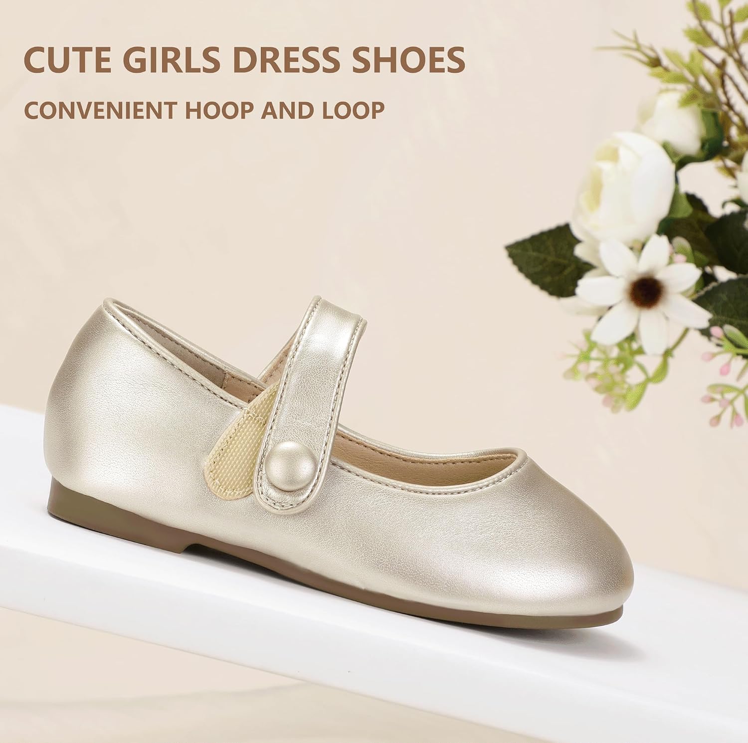 Hehainom Toddler Girls Dress Shoes Little Kids Mary Jane Ballet Flats Flower Girl Wedding Party Shoes