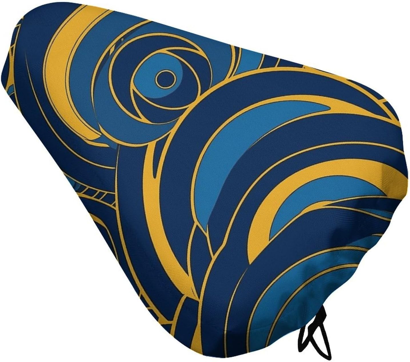 Blue And Yellow Pattern Bike Seat Cover Soft Padded, Extra Wide Bike Seat Cushion for Women Men Comfort, Replacement Waterproof Bicycle Seats Cushion with Drawstring, Fit for Road/Mountain/Exercise/Sp