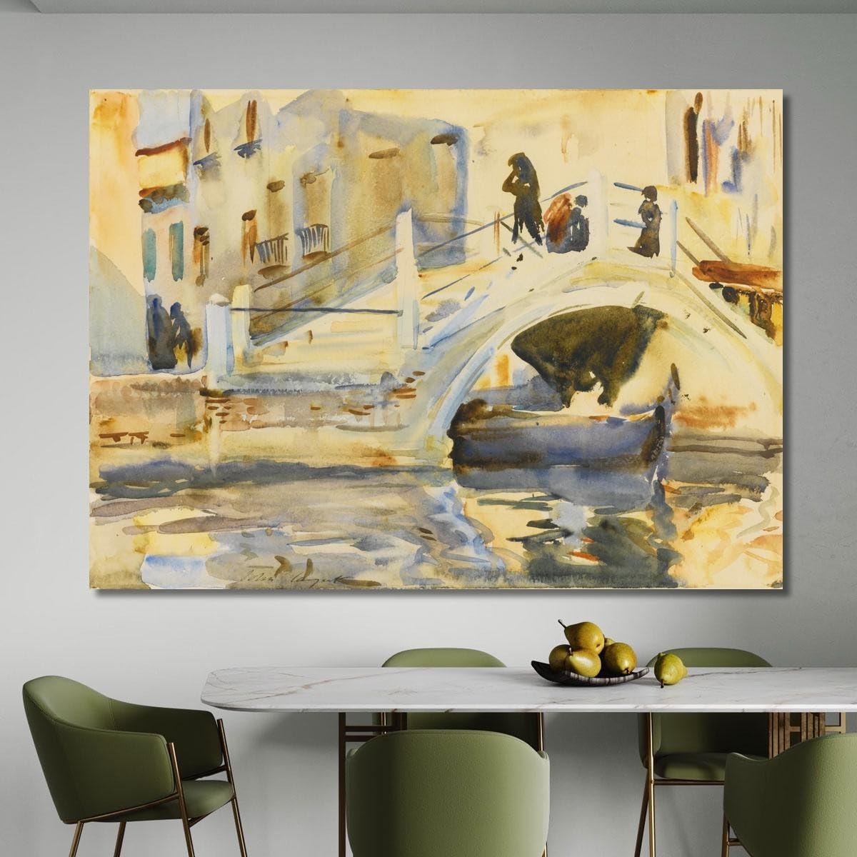 Ponte di Venezia con Figure John Singer Sargent, jss360 Quadro Stampato su Tela, 130x90 cm