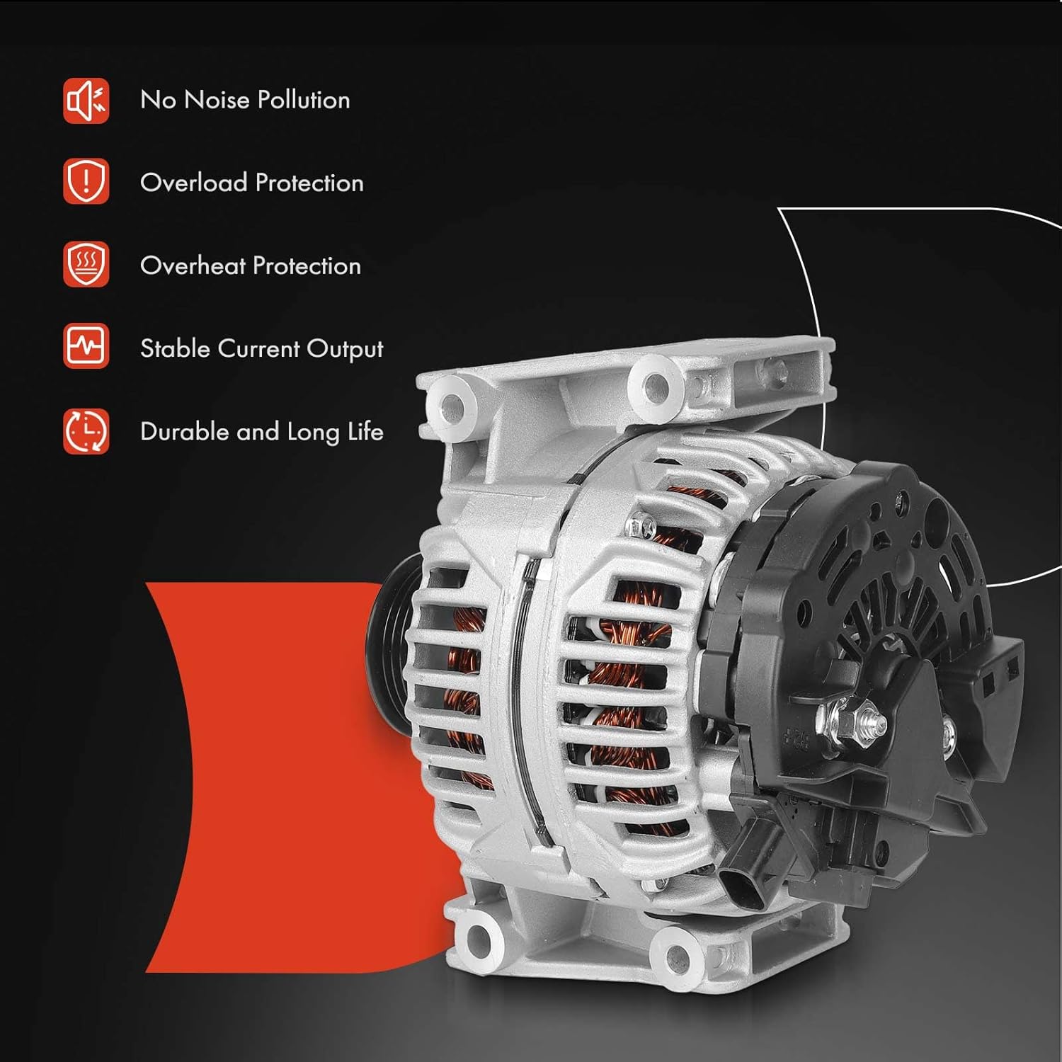 A-Premium Alternator Compatible with Saab 9-3 2005-2011, 9-3X 2010-2011, 2.0L, Automatic Transmission, 12V 120A 5-Groove Pulley Clockwise, Replace# 12762730, 0124425056