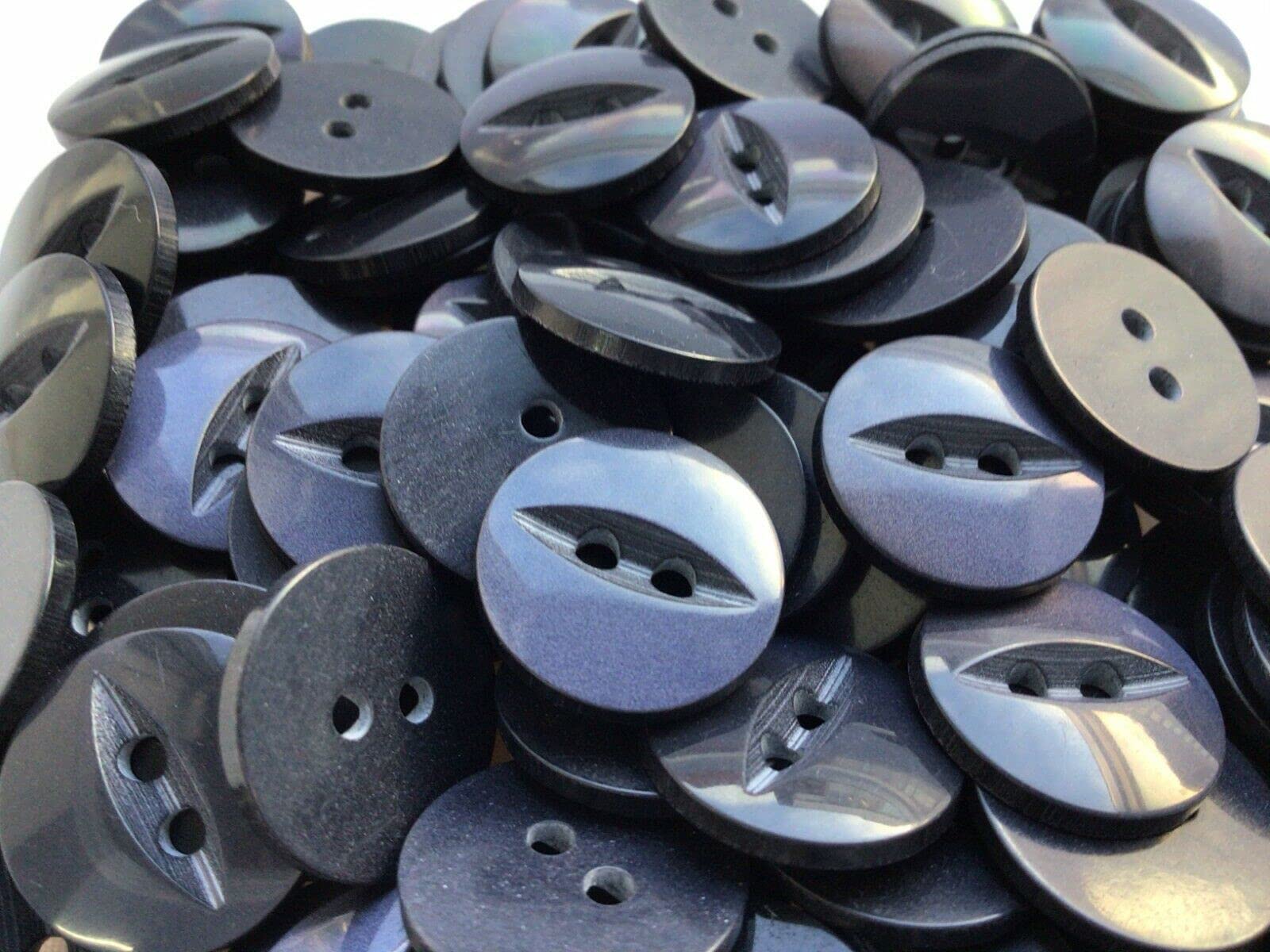 Buttons Navy 25 Round Fish Eye Size 22 (14 Mm) X 50 (Navy 25)