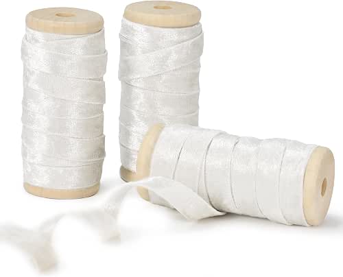 Keypan Ivory White Velvet Ribbon 3/8" x 15YD, Double Sided