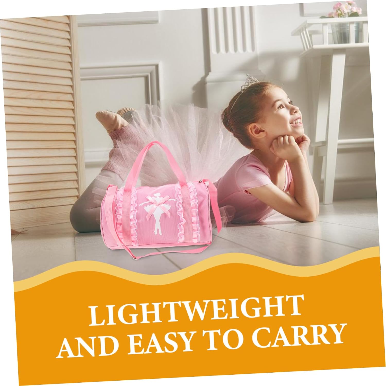 LIFKOME Girls Ballet Dance Bag Pink with Adjustable Shoulder Strap Portable