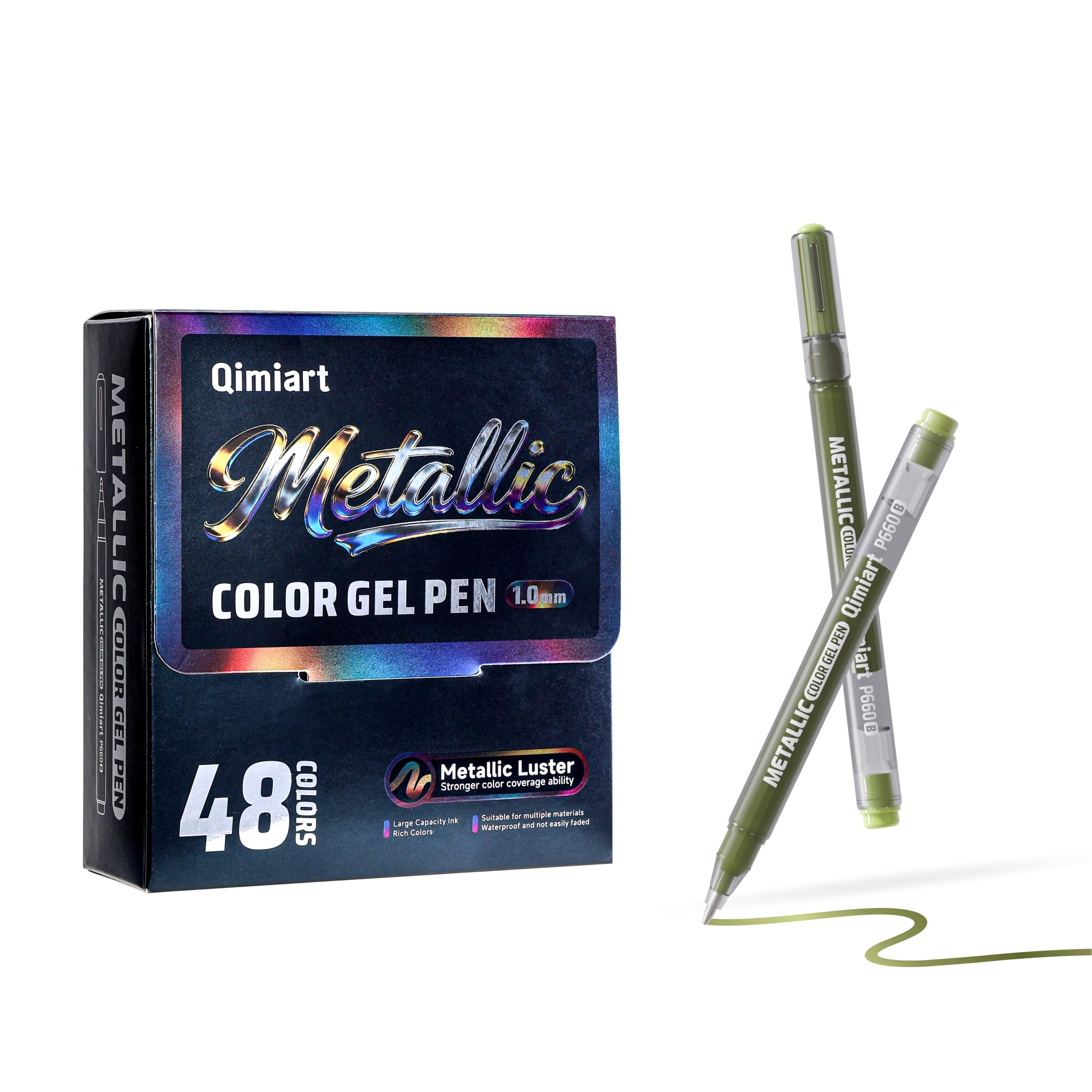 languo Metallic Gel Pens, 48 Assorted Colours, 1.0mm Bold Tip