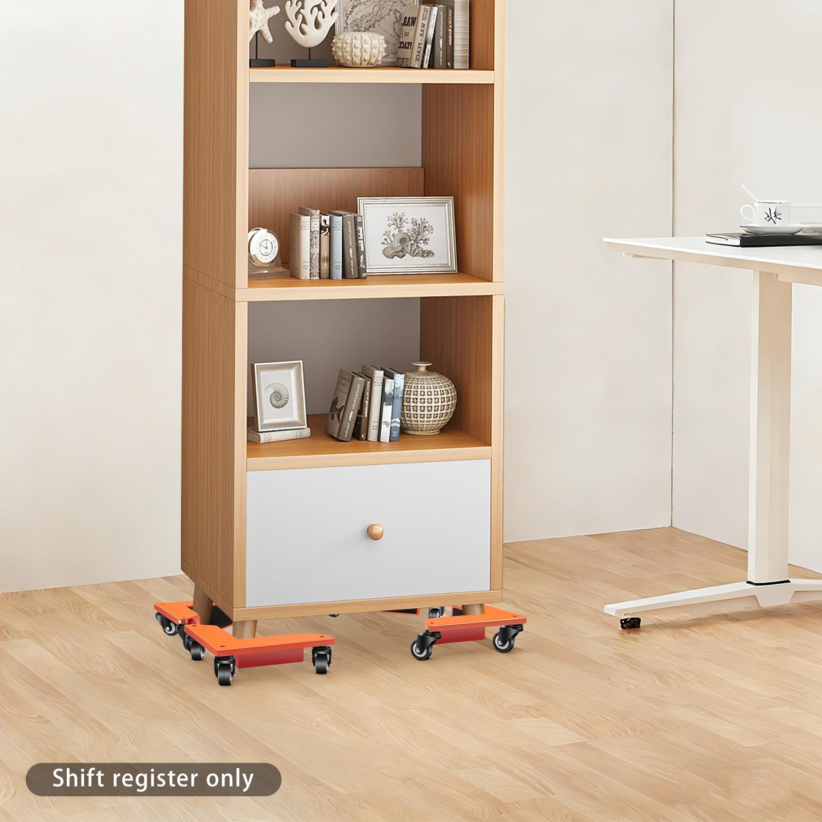 Möbeltransportroller Set 4 Stück, dreieckige Möbelrollen mit 3 Universalrädern, max. 1409 kg Tragfähigkeit, für Schrank Waschmaschine Klavier, Schwarz Orange