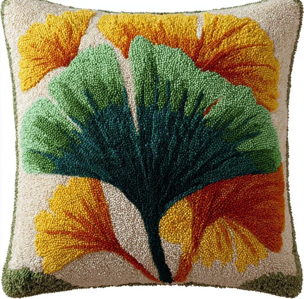 Kitquiver Decor Latch Hook Cushion Kit,Maple Leaf DIY Pillow Cover 43X43Cm
