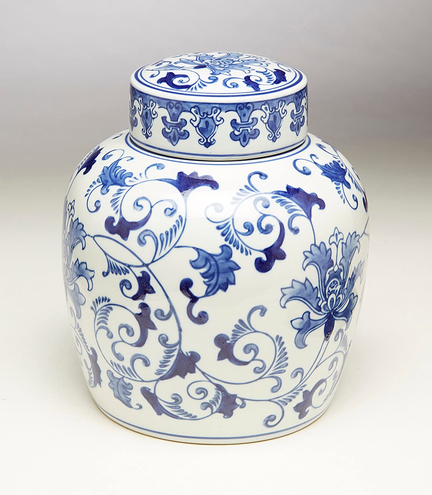 59779 9 Inch Blue & White Ceramic Ginger Jar