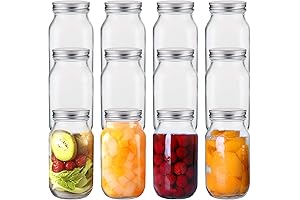Jucoan 12 Pack 24oz Mason Jar for Canning, Preserving & Storage
