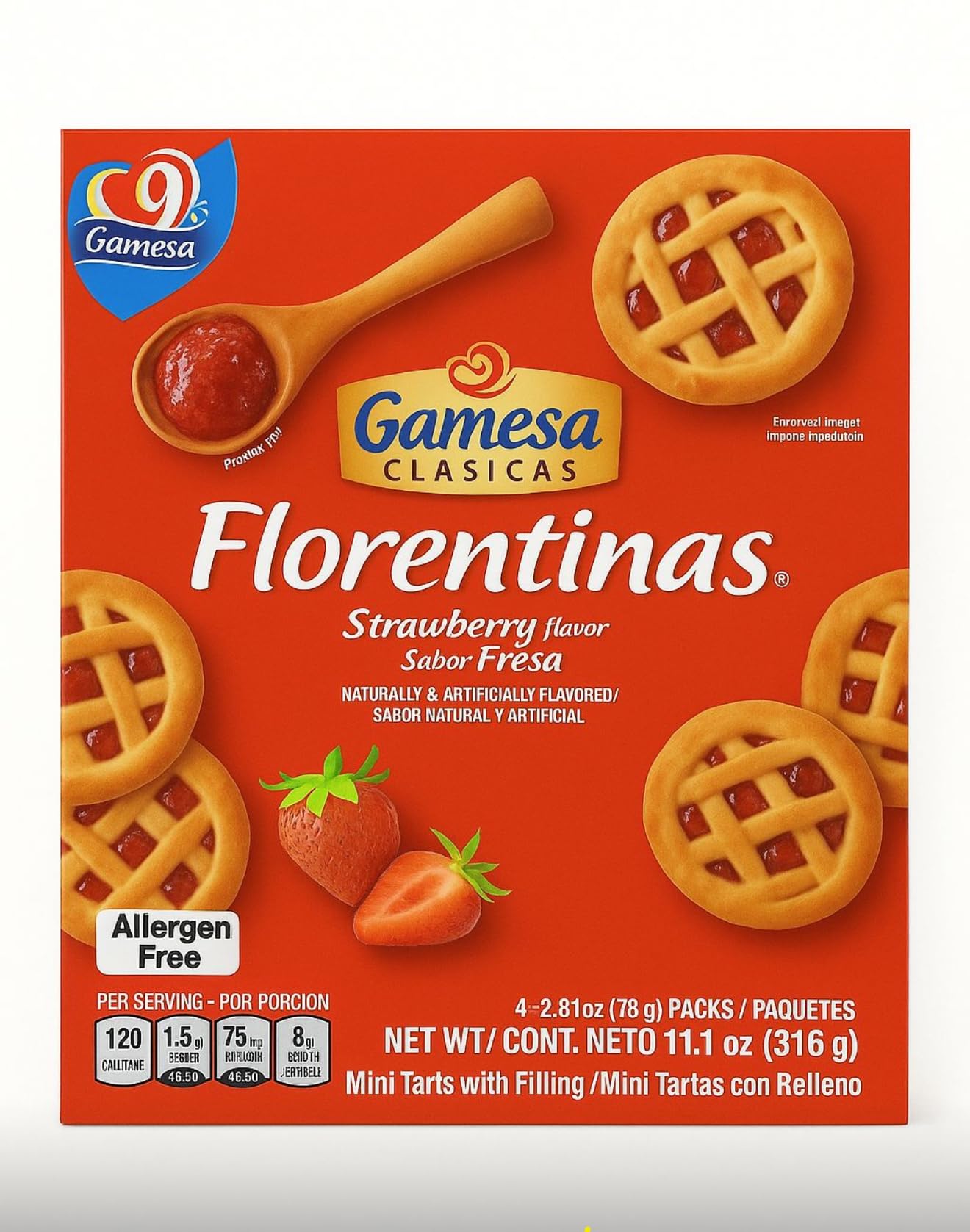 Gamesa Florentinas Cookies Tart With Strawberry Flavored Filling 12.3 Ounces