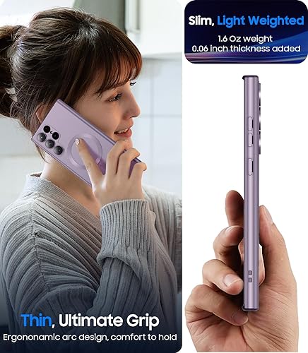 Vista 124 de Magnetic for Samsung Galaxy S24 Ultra Case [Compatible with MagSafe][Built-in Camera Lens Protector] Slim Soft Bumper TPU Shockproof Phone Shell
