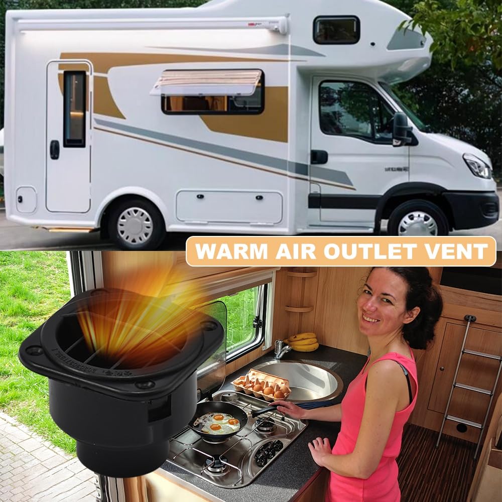 JSCARLIFE 2Pcs Warm Air Vent Outlet,360 °Rotatable Car Heater Duct Hose Pipe Plastic Ducting Heater Air Vent Outlet for Car Auto Bus RV ATV (Square - Image 3